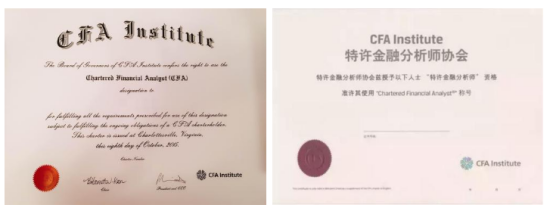 CFA兩版證書是有同一家機構頒發(fā)嗎？有中文證書？